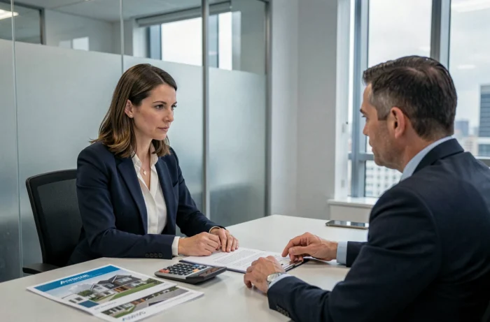 Réunion entre une propriétaire et un conseiller fiscal pour optimiser la fiscalité des revenus locatifs immobiliers