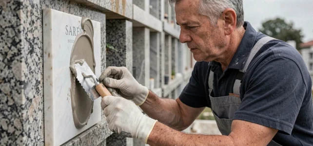 Astuces pour coller une plaque columbarium avec une colle adaptée aux pierres tombales